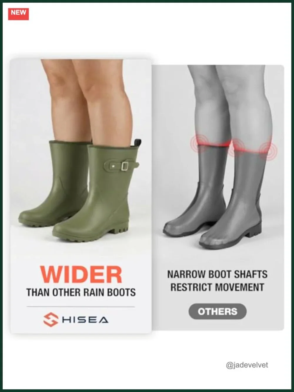 Waterproof Mid-Calf PVC Rain Boots with Buckle for Gardening